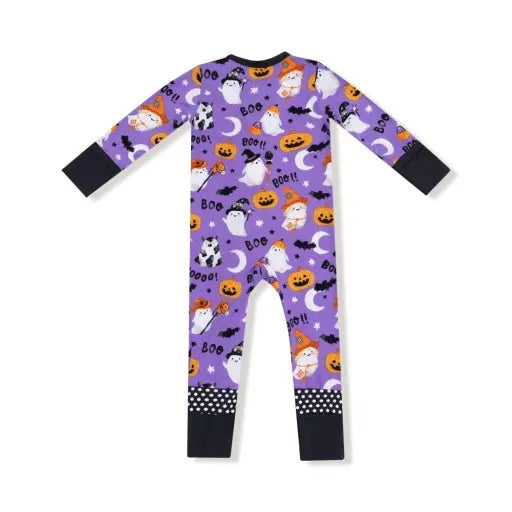 Baby Costumed Ghosts - Glow In The Dark - Purple - 2 Way Zipper Romper Angel Dear