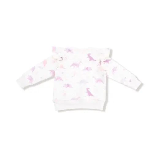 KidSoft Dinos- French Terry - Purple - Ruffle Sweatshirt and Jogger Pant Angel Dear