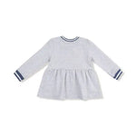 Kid French Terry Sport - Varsity - Light Grey Heather - French Terry Dress w/ Game Day Patch Angel Dear