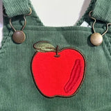 Baby Corduroy - Dark Ivy - Classic Overall with Apple Applique Angel Dear