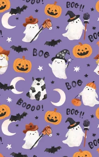 Baby Costumed Ghosts - Glow In The Dark - Purple - 2 Way Zipper Ruffle Back Footie Angel Dear