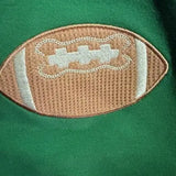 Kid French Terry Sport - Varsity - Green - Cozy Drop Sleeve Sweatshirt W/ Varsity Stripes Angel Dear