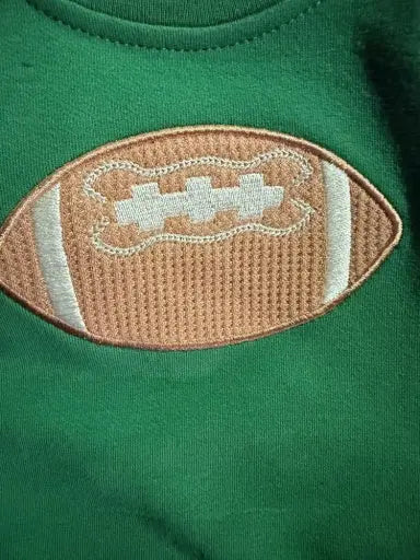Kid French Terry Sport - Varsity - Green - Cozy Drop Sleeve Sweatshirt W/ Varsity Stripes Angel Dear