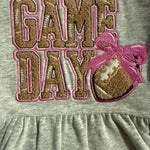 Kid French Terry Sport - Varsity - Light Grey Heather - French Terry Dress w/ Game Day Patch Angel Dear