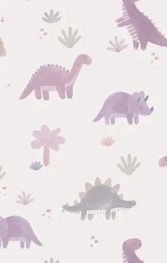 Baby Soft Dinos- French Terry - Purple - Front Placket Ruffle Overall Angel Dear