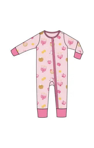 Hanukkah - Pink - 2 Way Zipper Romper Angel Dear