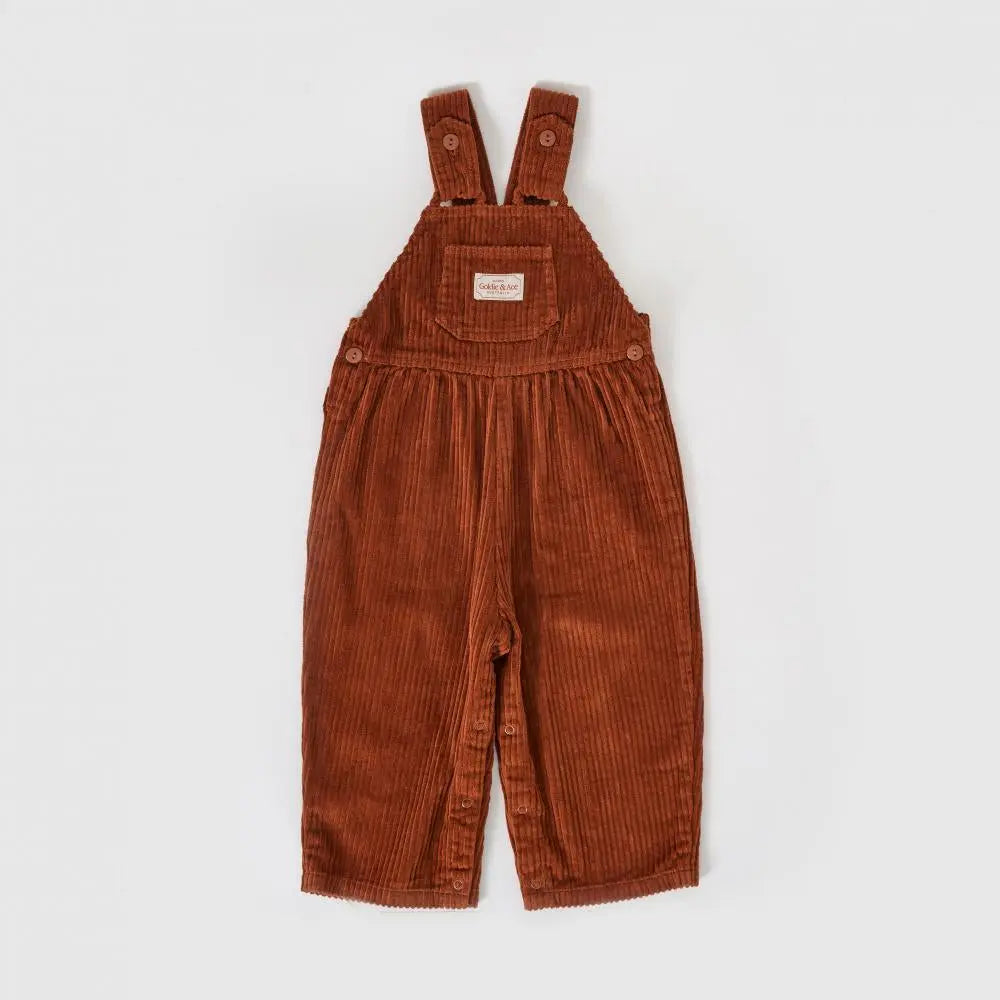 Kid Sammy Courdoroy Overalls Chocolate Goldie & Ace