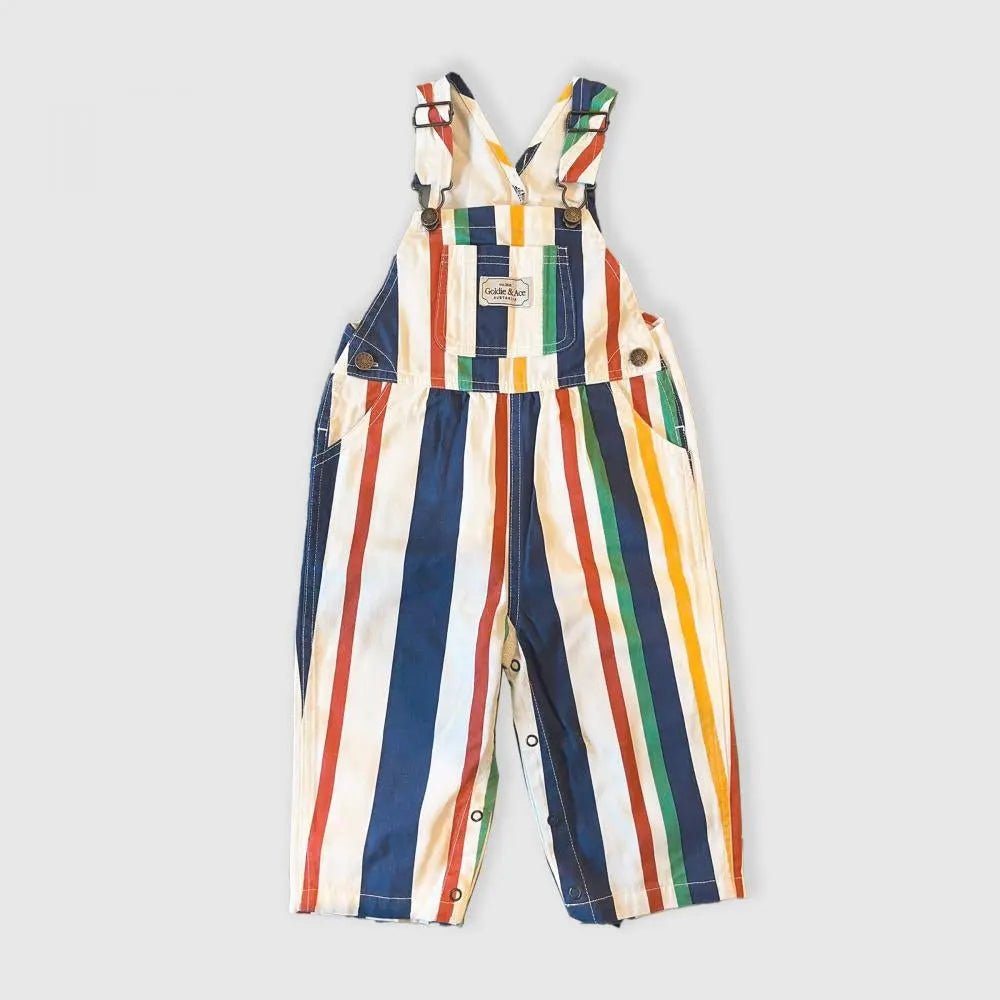 Kid 90's Bold Stripe Austin Denim Overalls Goldie & Ace
