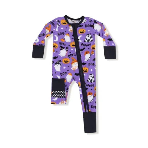 Baby Costumed Ghosts - Glow In The Dark - Purple - 2 Way Zipper Romper Angel Dear