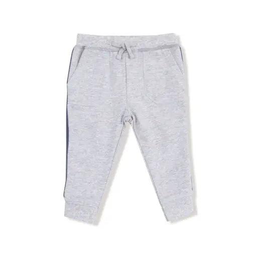 Kid Stripes - French Terry Sport - Varsity - Light Heather Grey - Jogger W/ Varsity Stripes Angel Dear