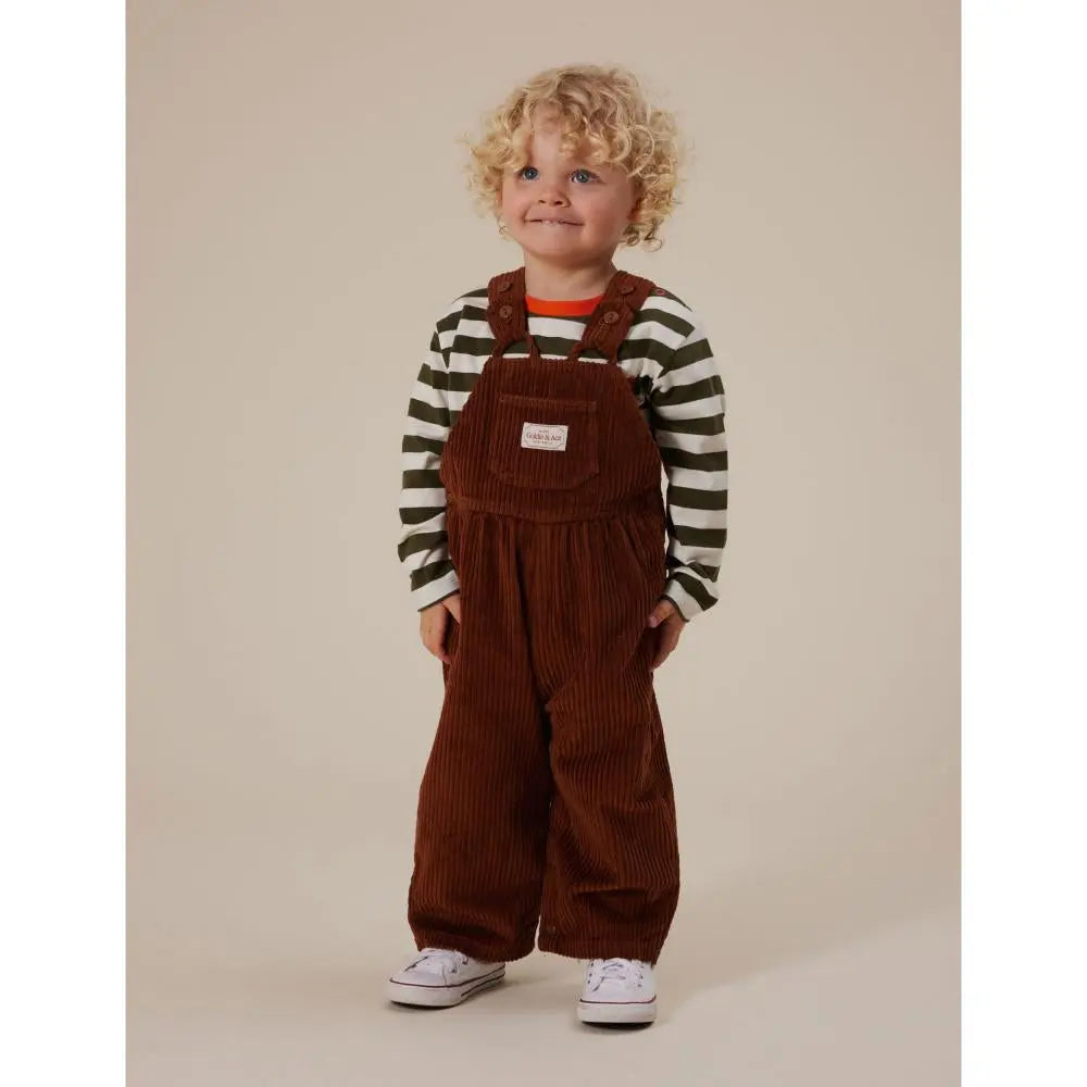 Kid Sammy Courdoroy Overalls Chocolate Goldie & Ace