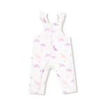 Baby Soft Dinos- French Terry - Purple - Front Placket Ruffle Overall Angel Dear
