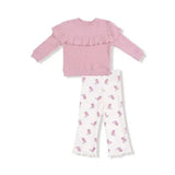 Kid Petite Cowgirl Boots Ruffle Waffle Top and Rib Flare Pant Angel Dear
