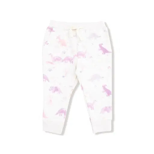 KidSoft Dinos- French Terry - Purple - Ruffle Sweatshirt and Jogger Pant Angel Dear