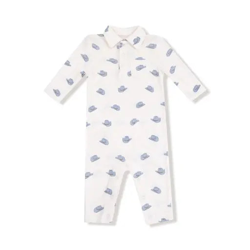 Baby Polo Romper Petite Cowboy Hat Print Angel Dear