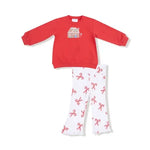 Kid Candy Cane Puffy Oversized Sweatshirt Flared Pants Angel Dear