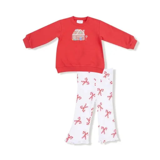 Kid Candy Cane Puffy Oversized Sweatshirt Flared Pants Angel Dear