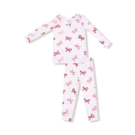 Kid Candy Cane Bows - Loungewear Set Angel Dear