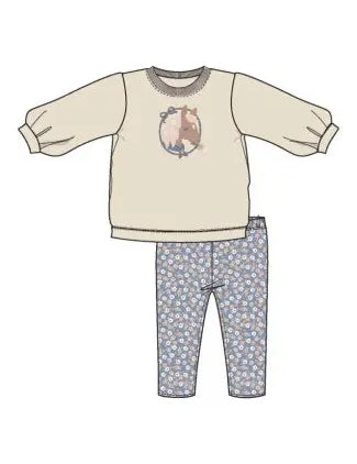 Kid Oversized Puff Sleee French Terry Sweatshirt and Bamboo Legging Angel Dear