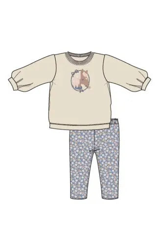 Kid Oversized Puff Sleee French Terry Sweatshirt and Bamboo Legging Angel Dear