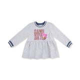 Kid French Terry Sport - Varsity - Light Grey Heather - French Terry Dress w/ Game Day Patch Angel Dear