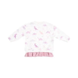 Kid Soft Dinos- French Terry - Purple - Pull Over Sweatshirt with Ruffle and Waffle Flare Pant Angel Dear