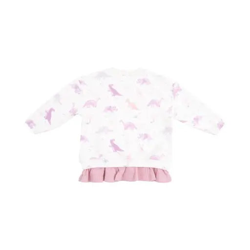 Kid Soft Dinos- French Terry - Purple - Pull Over Sweatshirt with Ruffle and Waffle Flare Pant Angel Dear