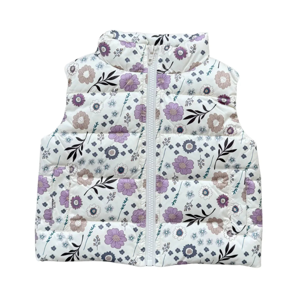 Kid Puffer Vest - Winter Floral Baby Sprouts