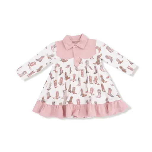 Baby Cowgirl Print Bodysuit Dress Angel Dear