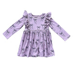 Kid Long Sleeve Ruffle Dress Hair Bow Baby Sprouts