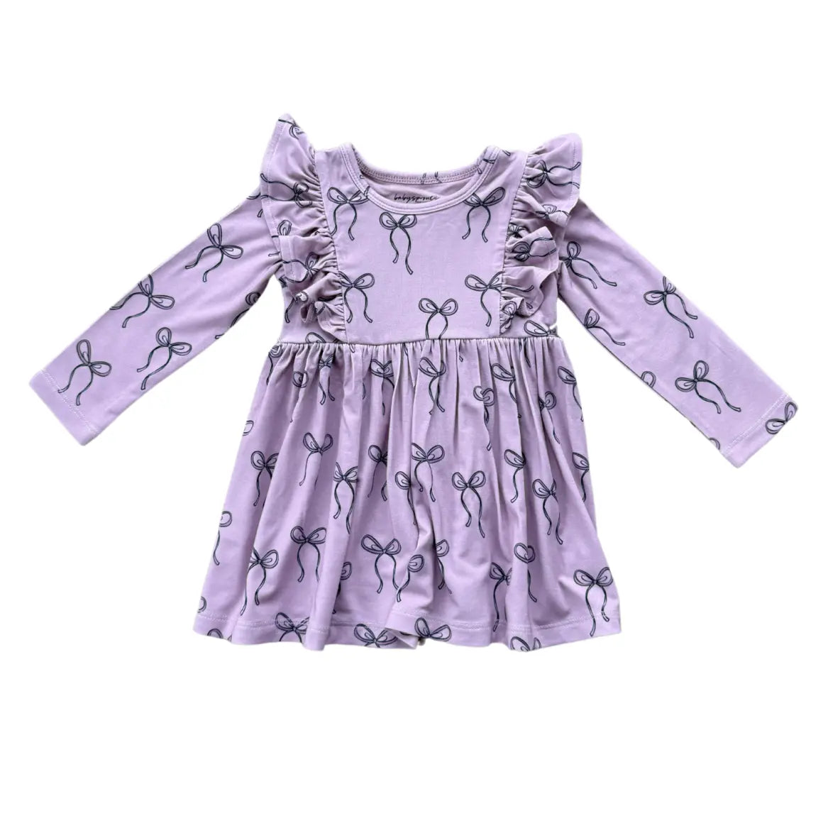 Kid Long Sleeve Ruffle Dress Hair Bow Baby Sprouts