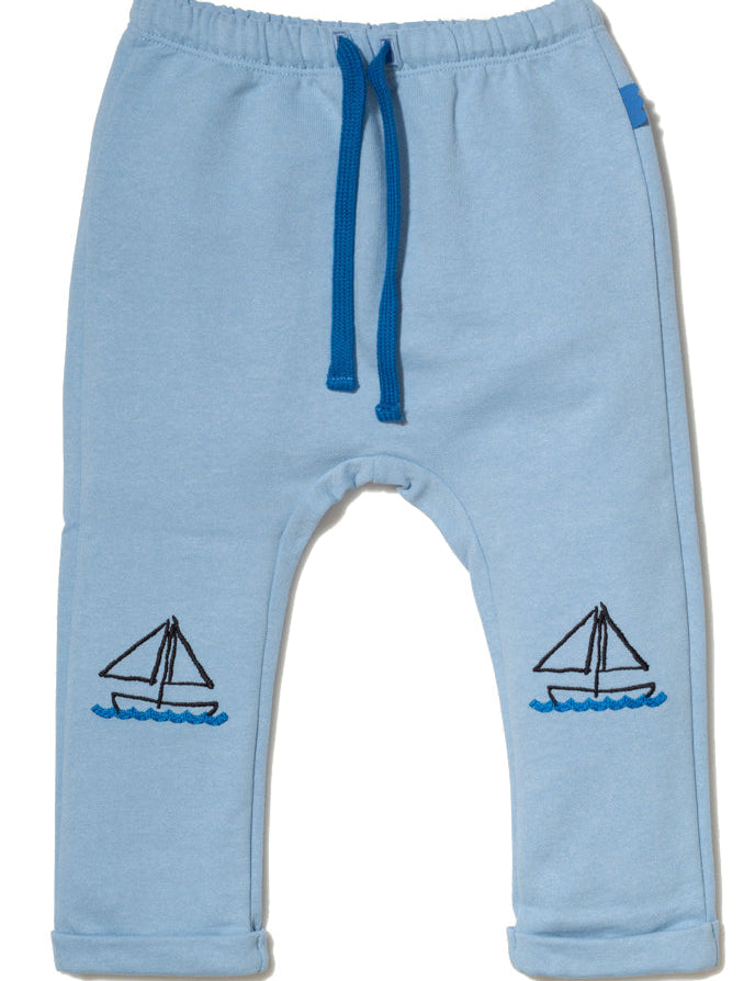 Baby Recycled Cotton Sailboat Patch Baby Pant Mon Coeur