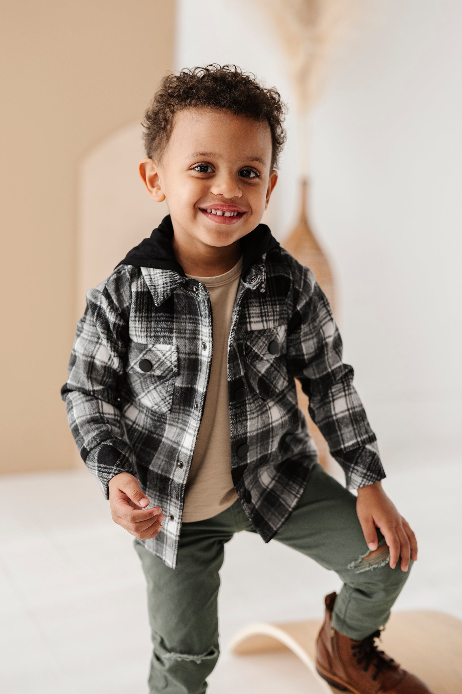 Kid Black Plaid Shacket Babysprouts
