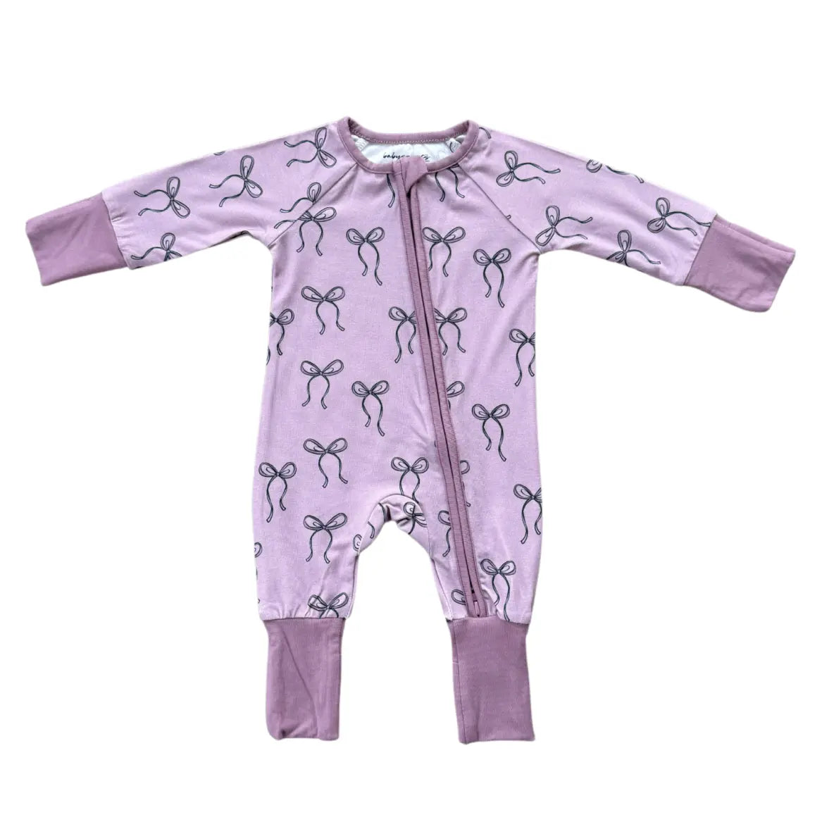 Baby Long Sleeve Zip Romper Hair Bow Print Baby Sprouts