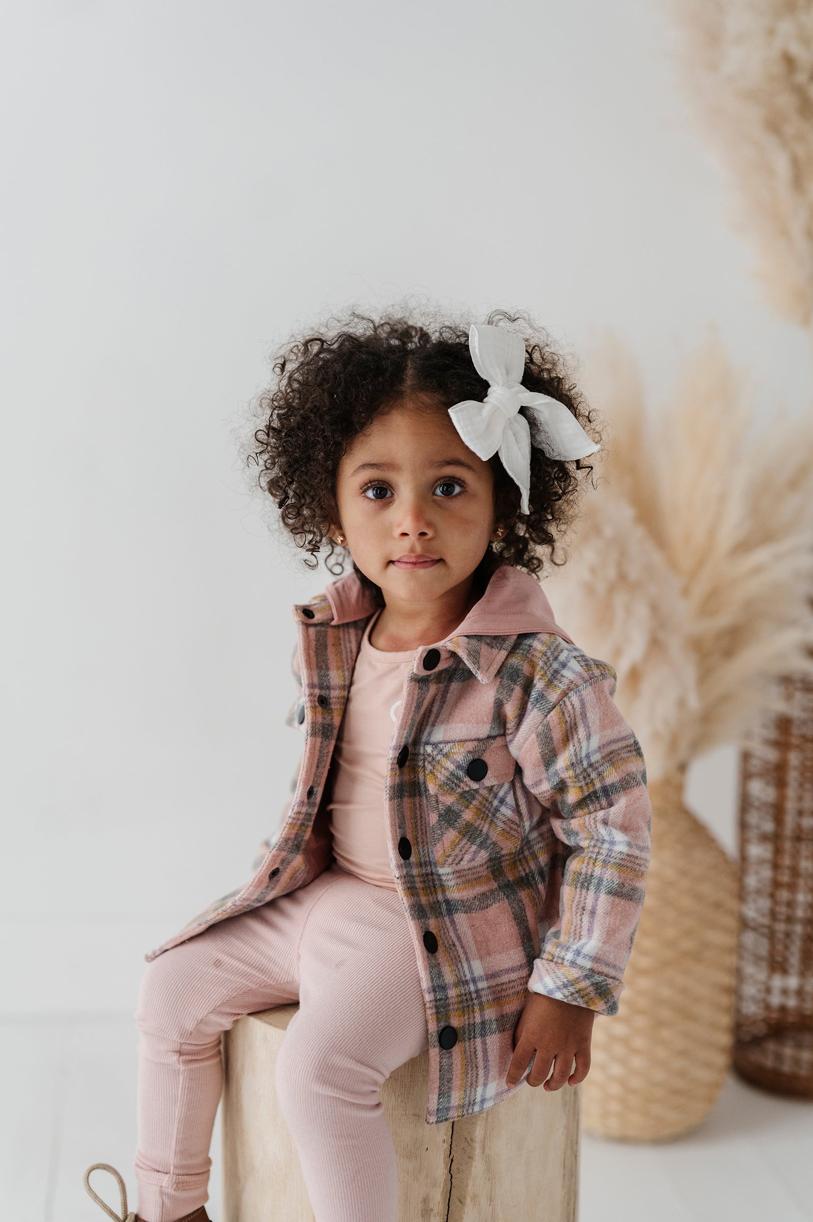 Kid Pink Plaid Shacket Babysprouts