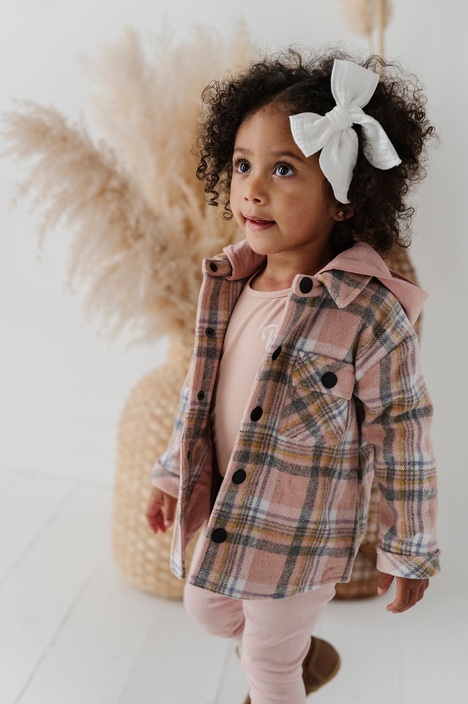 Kid Pink Plaid Shacket Babysprouts