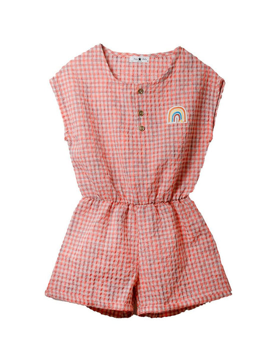 Orange Gingham Checker Playsuit