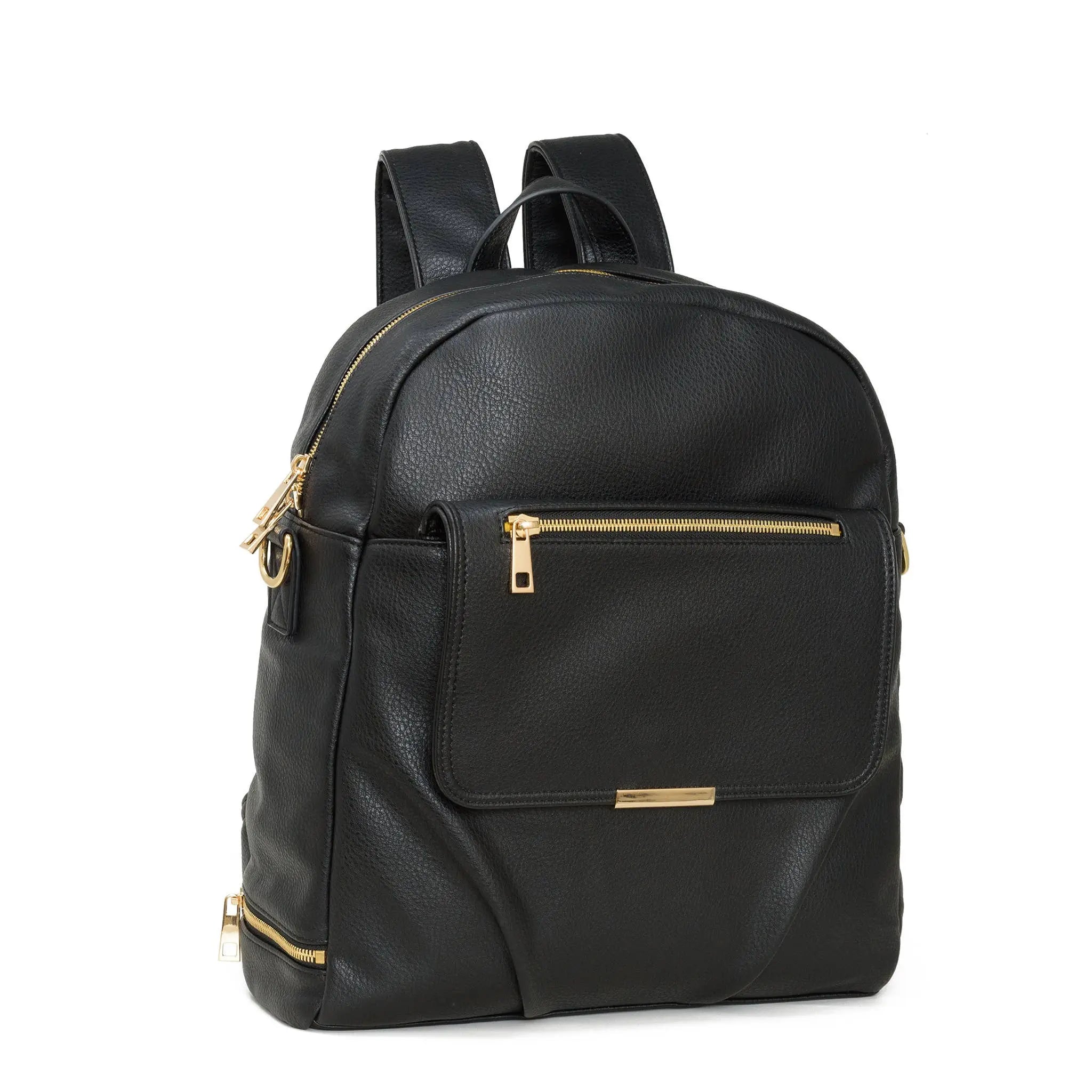 baby bag backpack black leather Changing/Diaper (unisex)- Leather Changing Personalized (Black) Black Vegan Leather Multi miss fong Diaper Bag Backpack