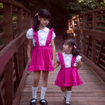 Kid Hot Pink Corduroy Pinafore Skirt Strawberry Jams