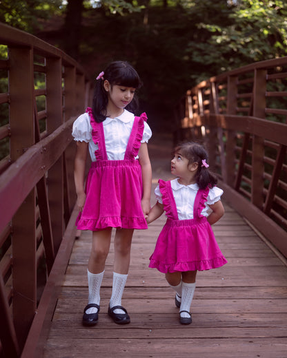 Hot Pink Corduroy Pinafore Skirt