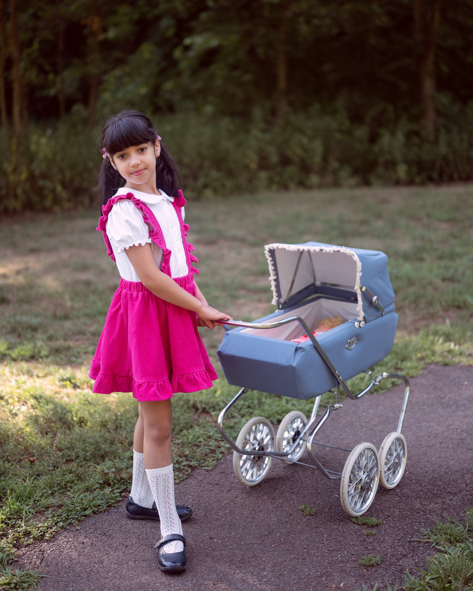 Kid Hot Pink Corduroy Pinafore Skirt Strawberry Jams