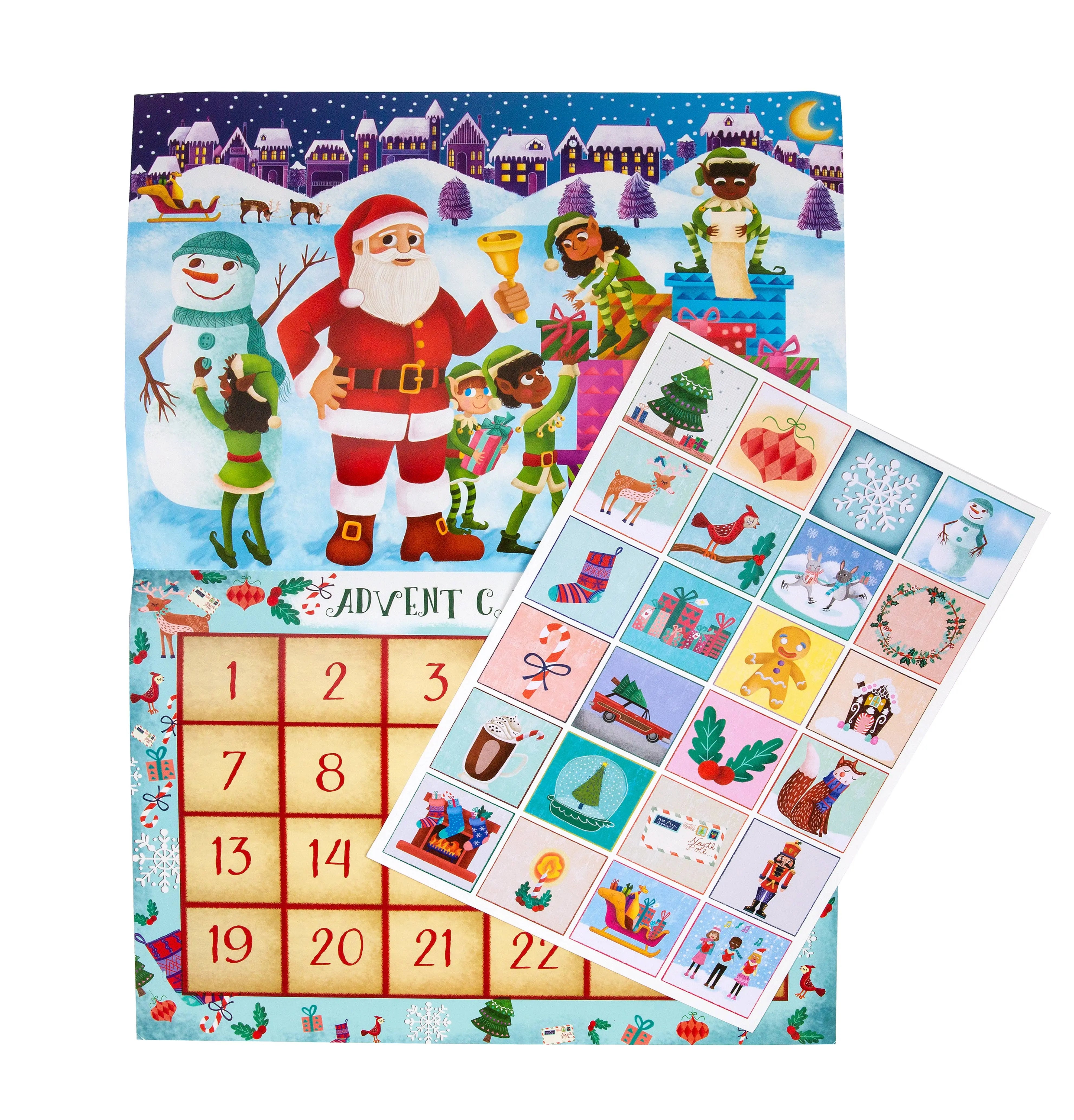 Children's Advent Sticker Calendar (Caucasian Santa) Little Likes Kids™
