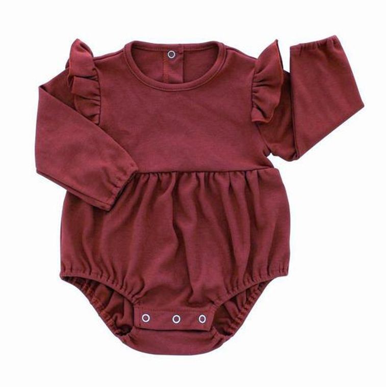 Baby Merlot Long Sleeve Flutter Onesie Saved By Grace