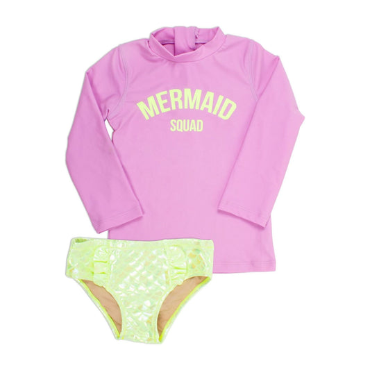 Mermaid Squad Rashguard Two Piece Swimsuit Set