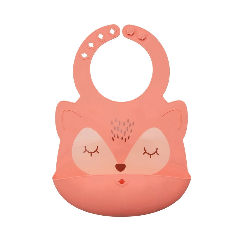 Silicone Roll-up Bib - Coral Fox Tiny Twinkle