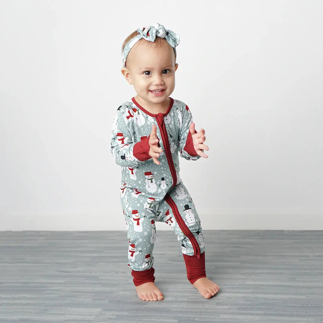 Baby Snow People Holiday Romper Good Luck Socks