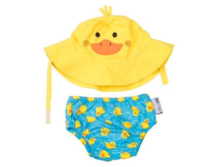 Toddler/Kids UPF50+ Swim Diaper/Sun Hat Set Duck