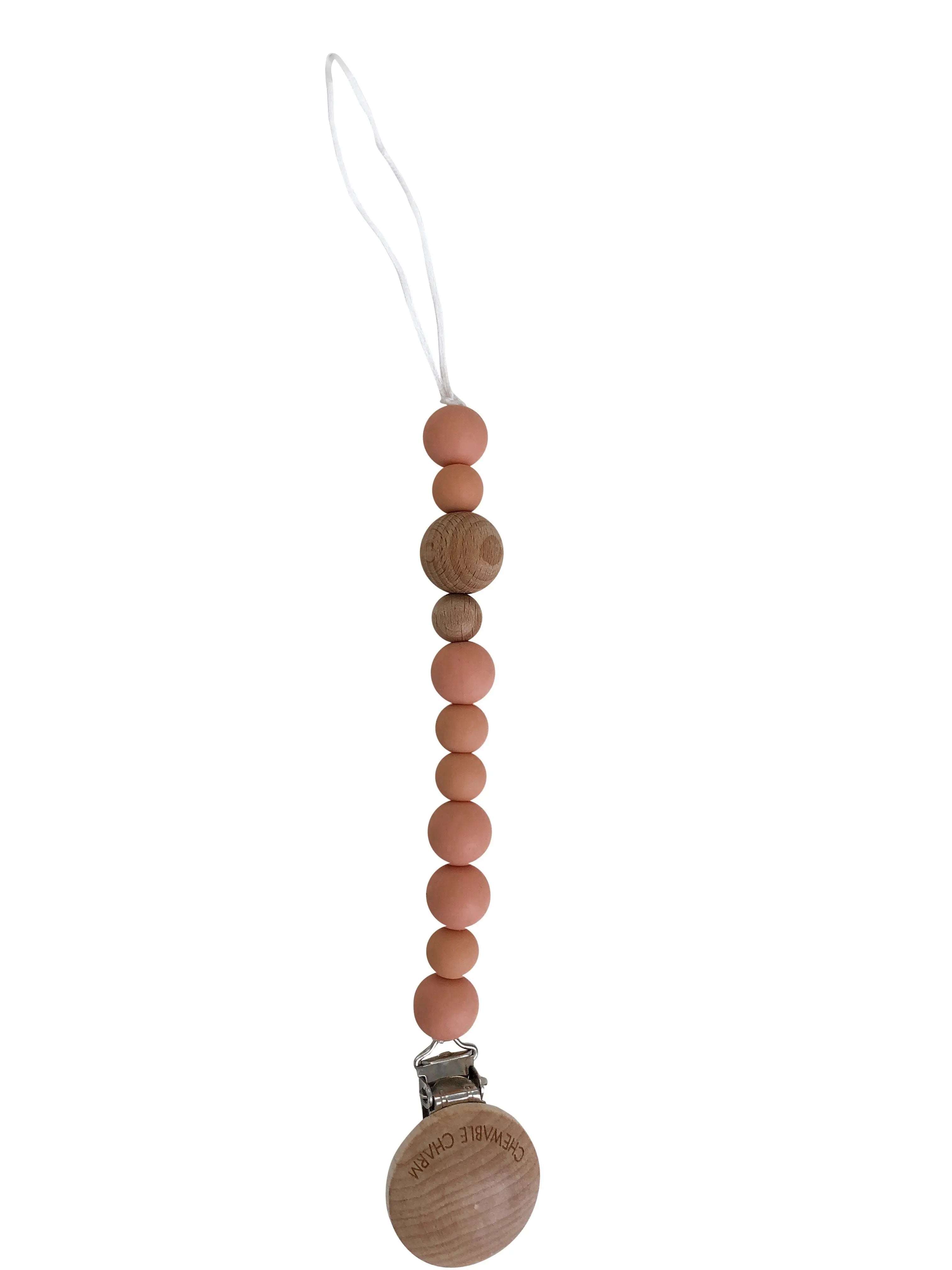 Classic Pacifier Clip - Wood+ Melon Chewable Charms
