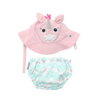 Toddler/Kids UPF50+ Swim Diaper/Sun Hat Set Alicorn Zoocchini