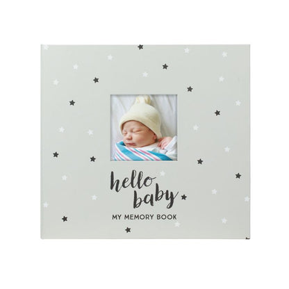 Baby's Memory Book & Sticker Set, Gray Stars